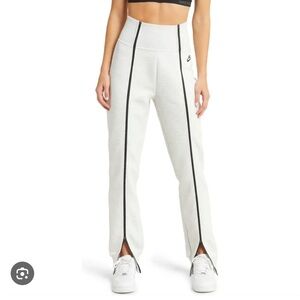 Nike Light Heather Gray Tech Fleece High Waisted Slim Zip Joggers
